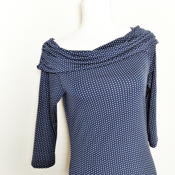 Max Studio Blue and White Polka Dot Blouse - Picture 5 of 7